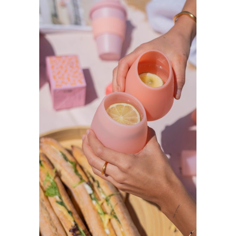 Fegg Peach Silicone 2 Pack Foldable Tumbler