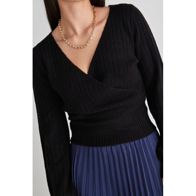 Honest Black Ballerina Soft Rib Knit Wrap