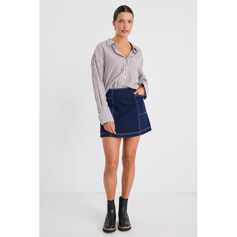 Launch Indigo Pocket Denim Mini Skirt