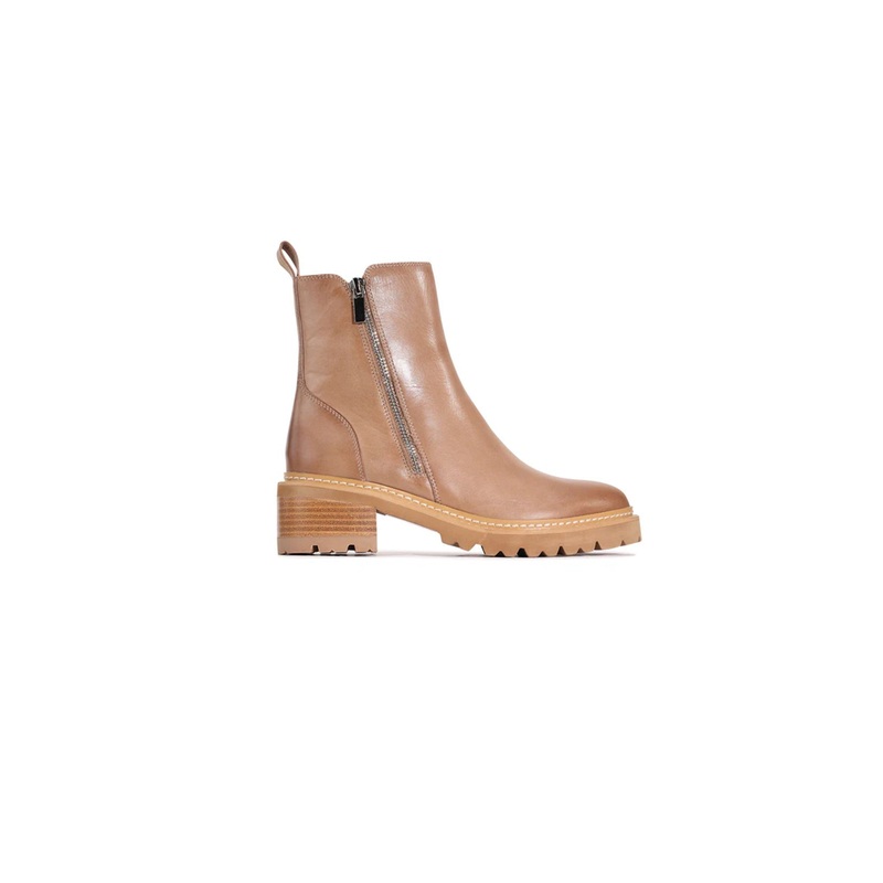 Lindira Light Taupe Double Zip Ankle Boot