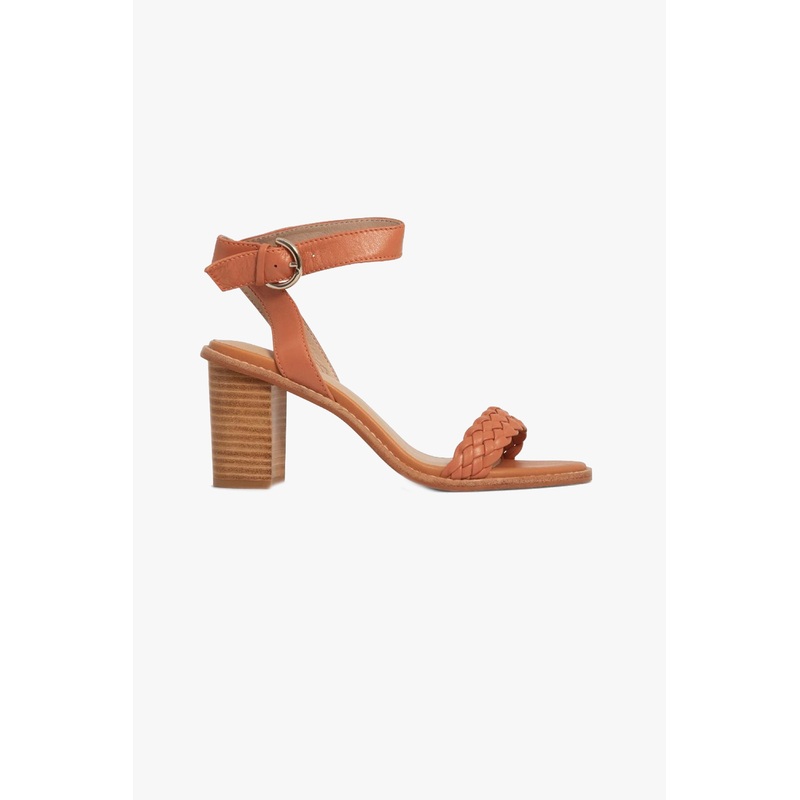 Makena Nude Leather Braided Heel
