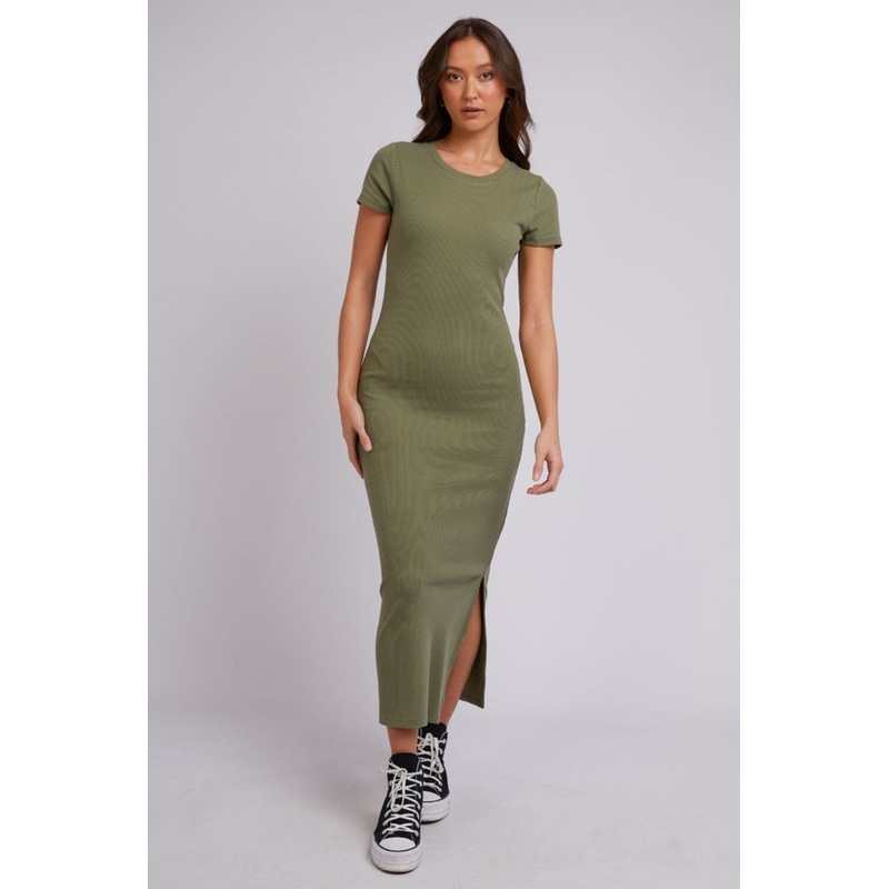 Mika Khaki SS Midi Dress