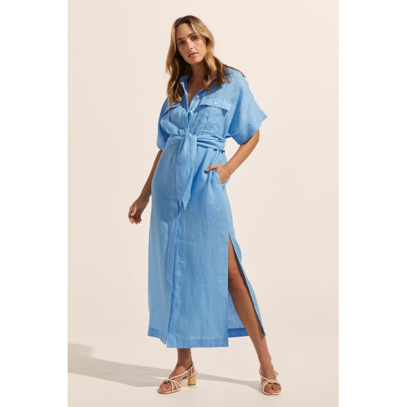 Moat Peacock Blue Shirt Dress