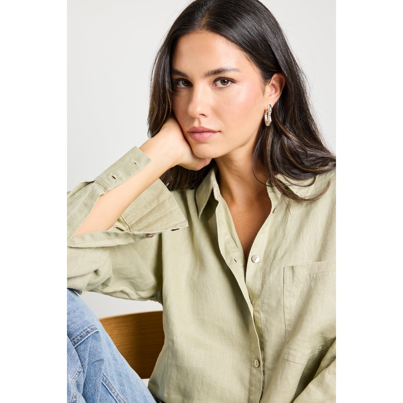 Optimum Pale Moss Linen Classic Shirt