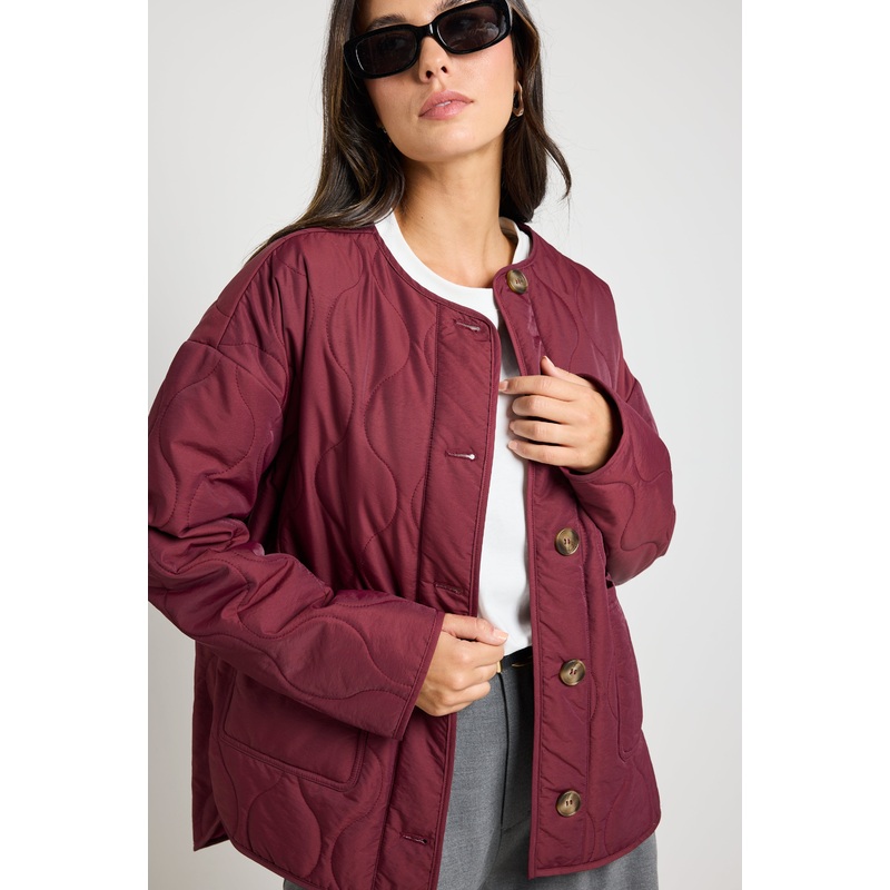 Peak Burgundy Plum Oversized Padded Shell Jacket