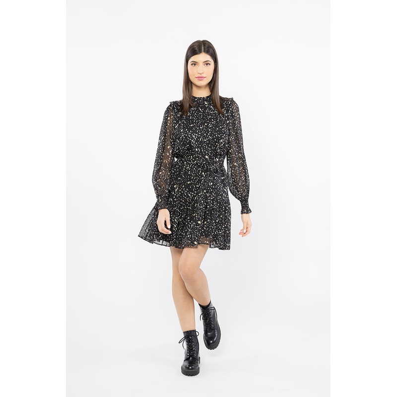 Remember Golden Glitter Shoulder Mini Dress