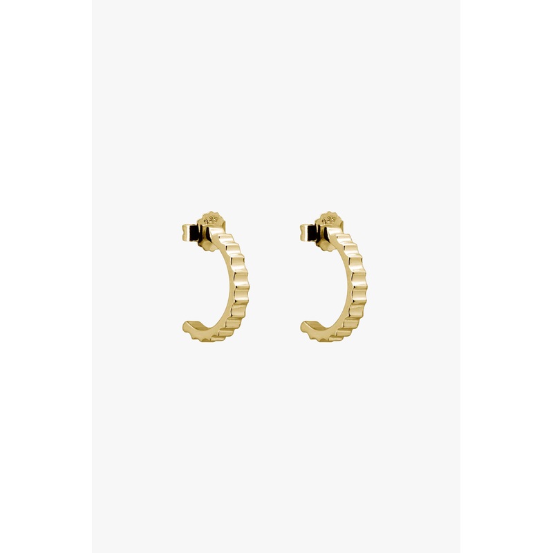 Ribbed 18k Gold Hoop EOL Earrings