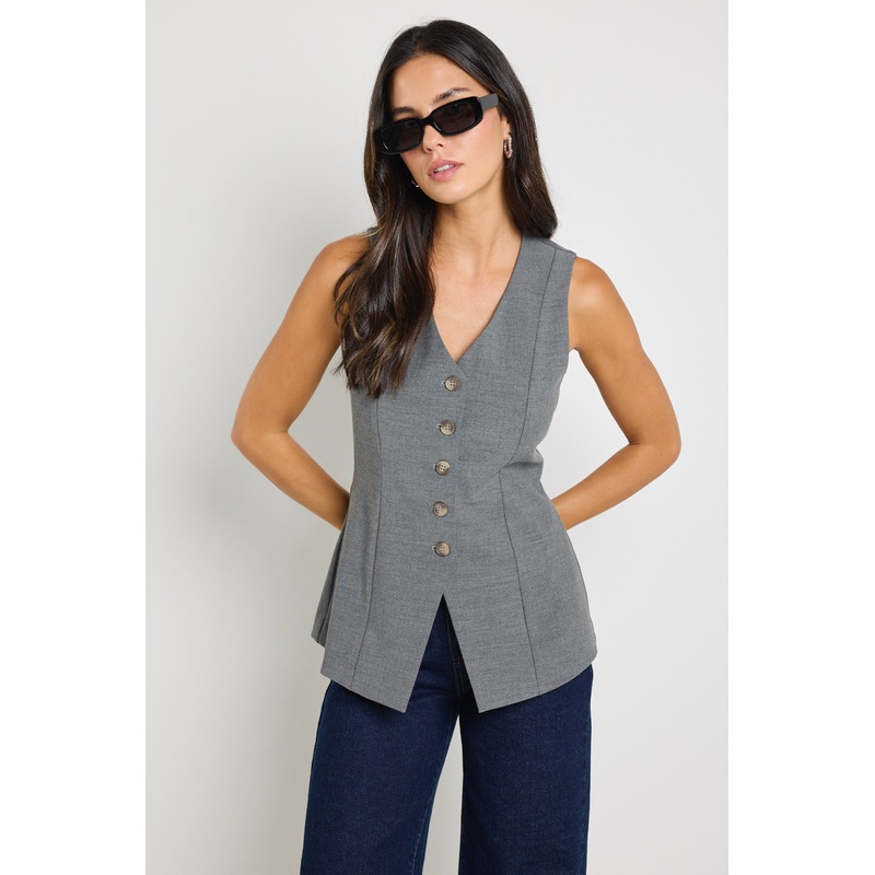 Scenic Charcoal Fitted Longline Vest