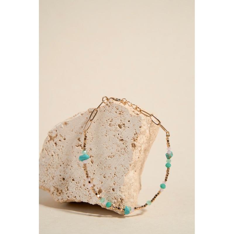 Turquoise Bead Gold Bracelet