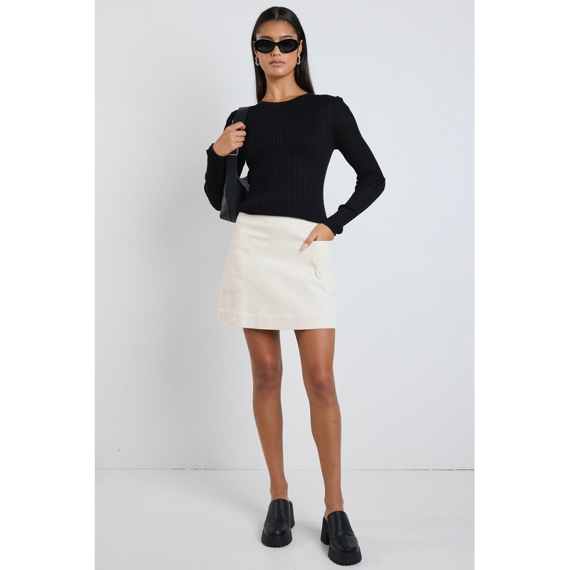 Valid Ecru Cord Mini Skirt