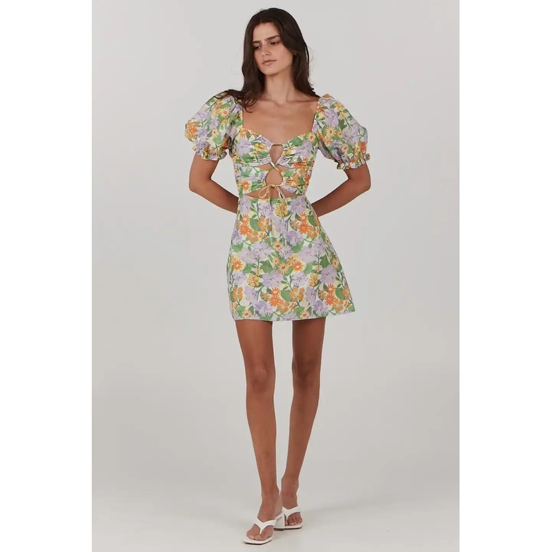 Willow Springtime Green Floral Mini Dress