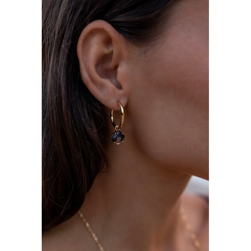 Aura 18k Gold Plate EOL with Herkimer Quartz Hoop Earring