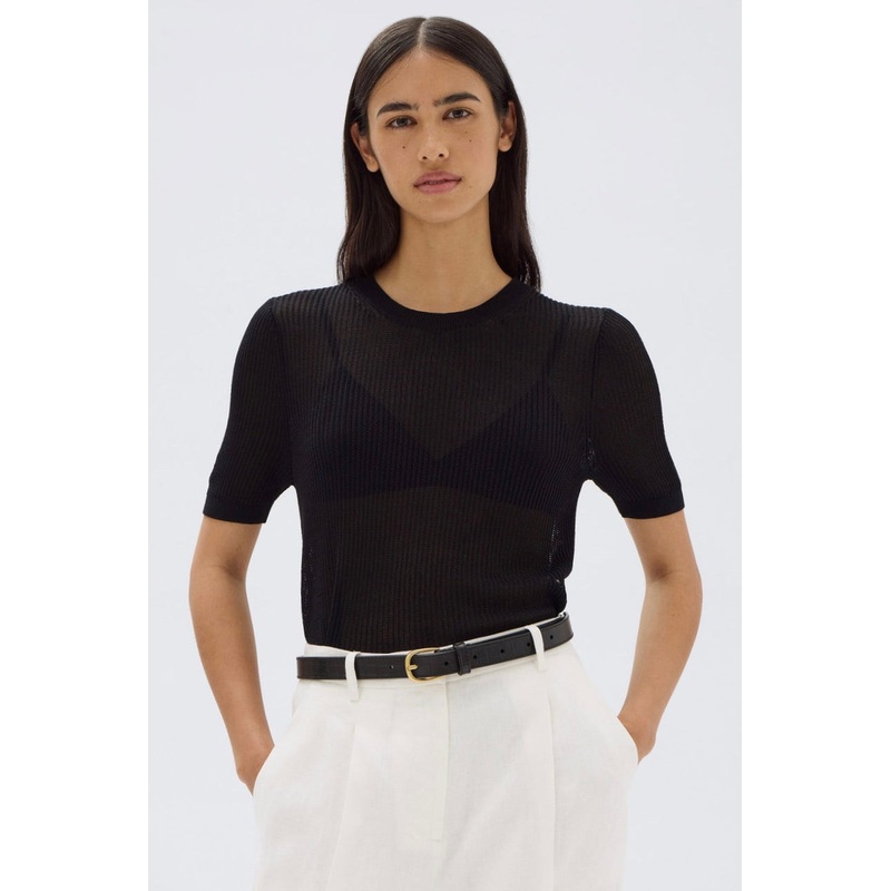 Belle Black Knit SS Tee
