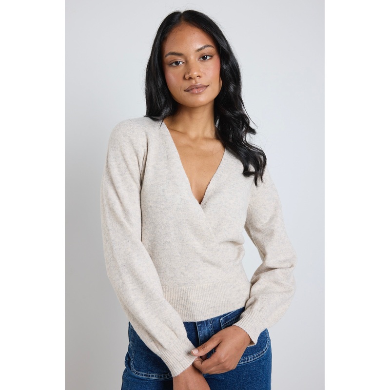 Charm Oat Marle Wrap Knit Jumper