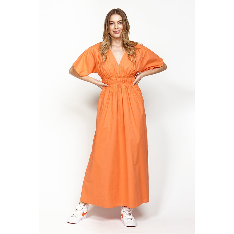 Commodore Orange SS Midi Dress