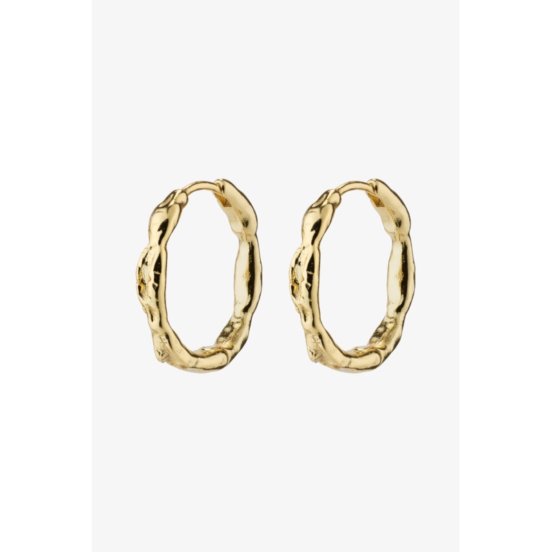 Eddy Recycled Organic Shaped Large Gold Plated EOL Hoop Earrings