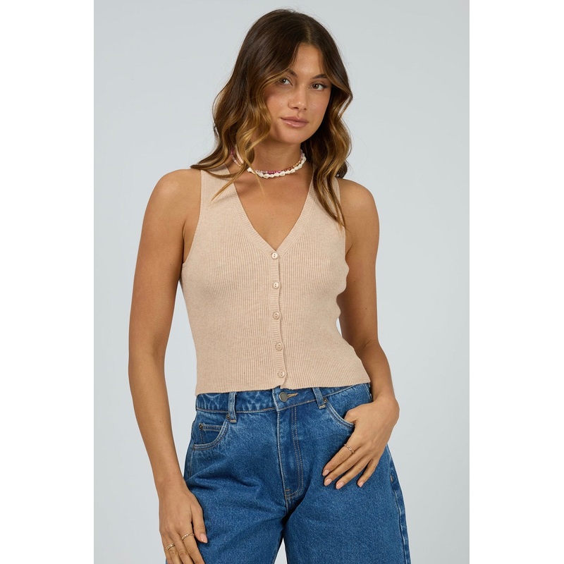 Henley Oatmeal Knit Vest