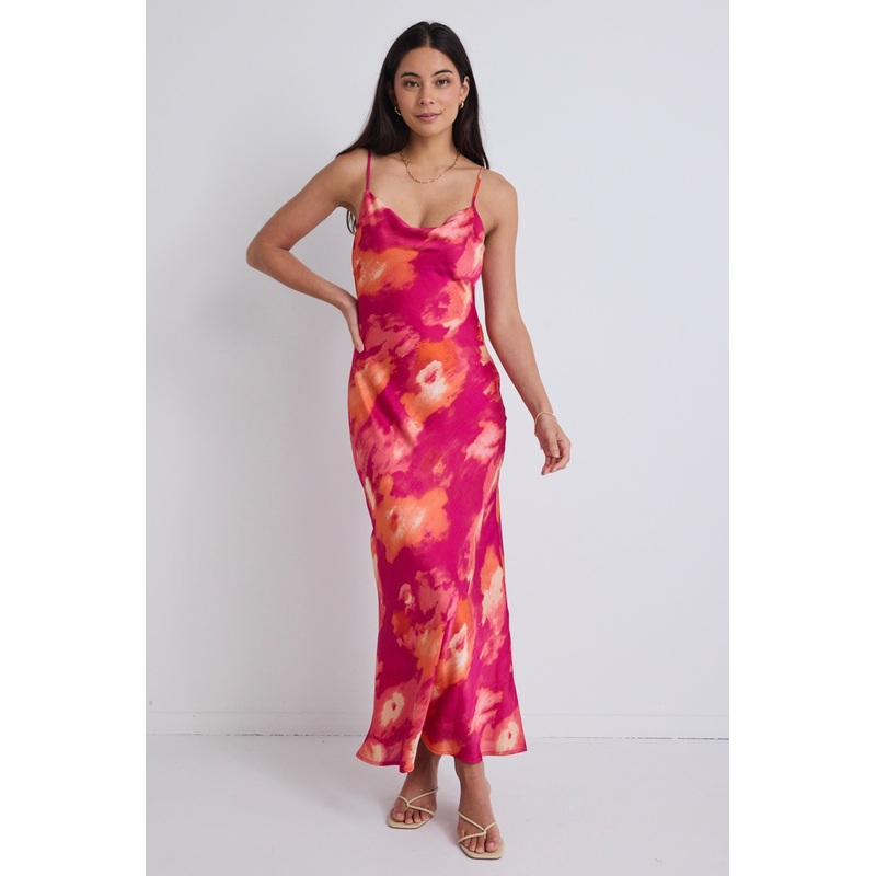 Lavish Party Pink Tie Back Slip Dress