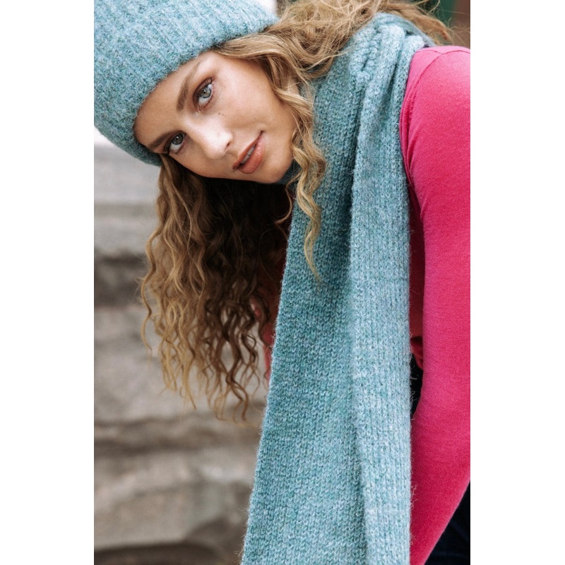 Lila Teal Wool Blend Scarf