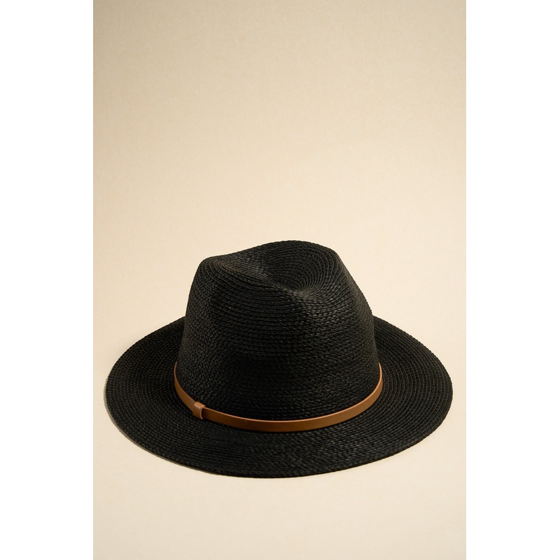 Marilyn Black Woven Panama Hat