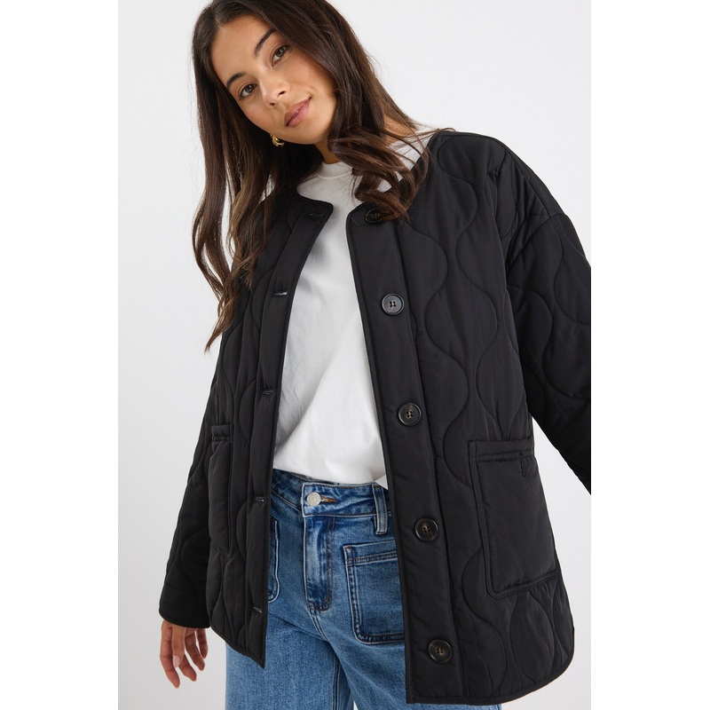 Peak Black Oversized Padded Shell Jacket