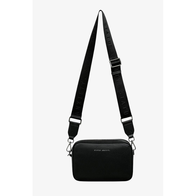 Plunder Black Crossbody Bag Webbed Strap