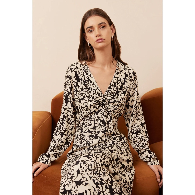 Songbird Black Floral Midi Dress
