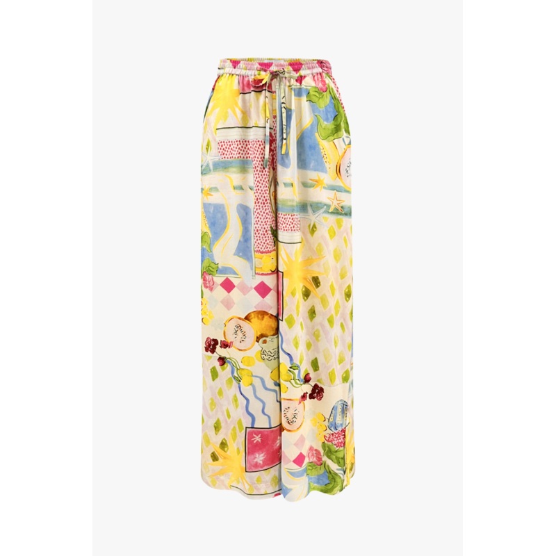 Speculate Pink Holiday Print Wide Leg Pants