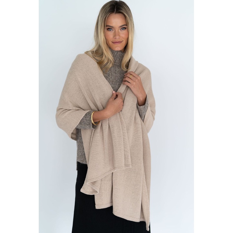 Wide Wrap Cotton Latte Scarf