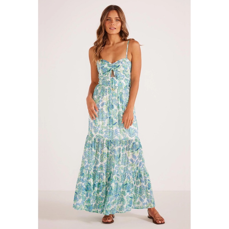 Alessia Blue Floral Strappy Maxi Dress