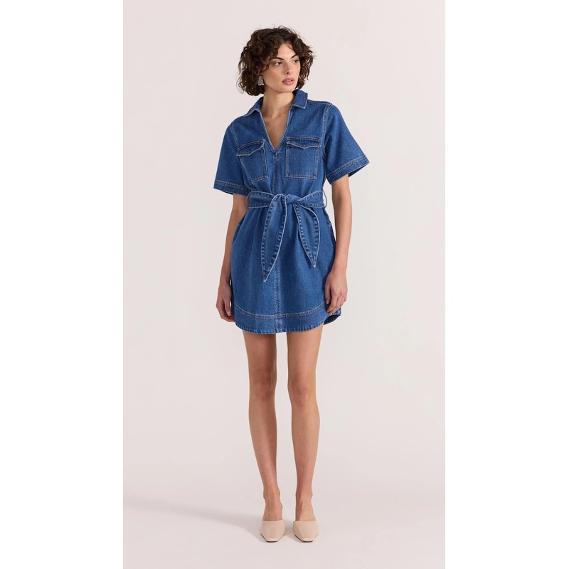 Brooks Mid Blue Denim SS Mini Dress