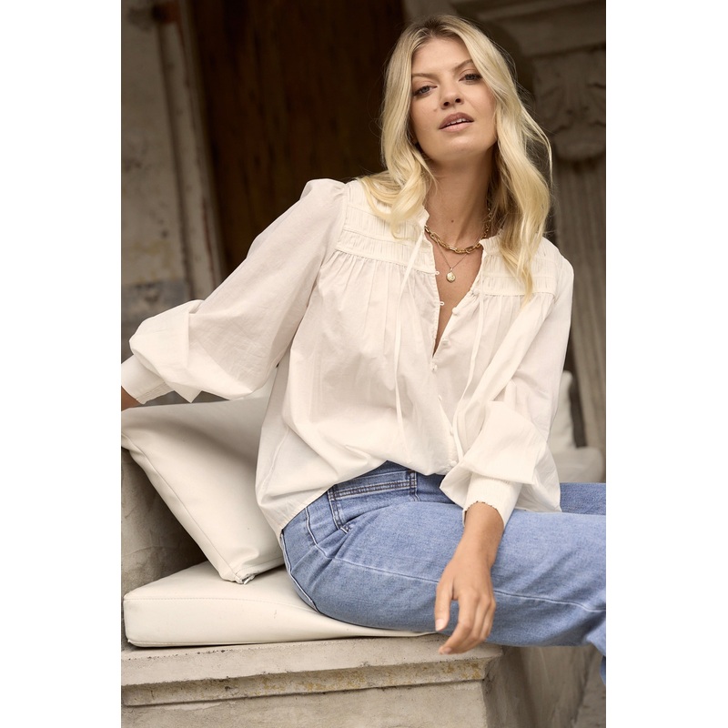 Creator Ivory Voile Pintuck LS Blouse