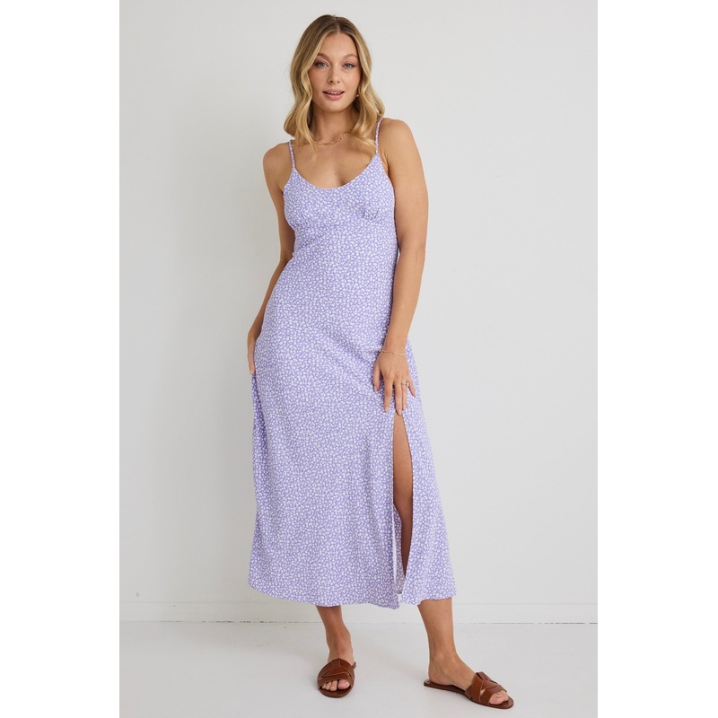 Dallas Lilac Ditsy Floral Strappy Midi Dress