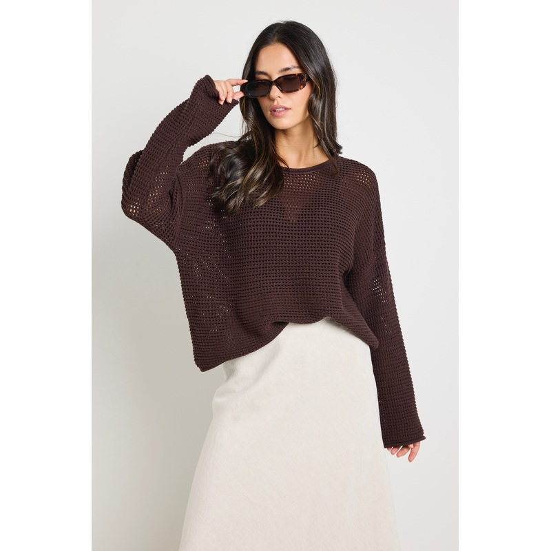 Dawn Chocolate Crochet Knit Jumper