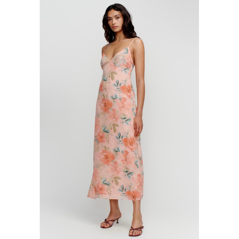 Domenica Pink Floral Midi Dress