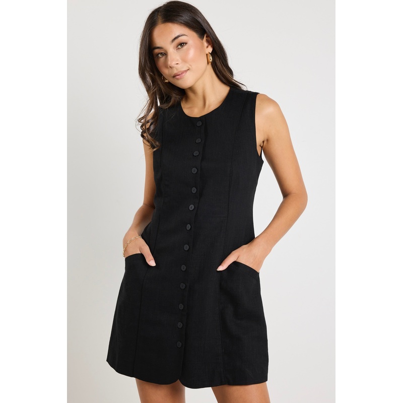 Escape Black Mini Vest Dress
