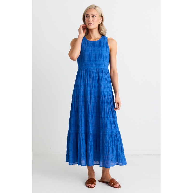 Florentena Cobalt Sleeveless Tiered Maxi Dress
