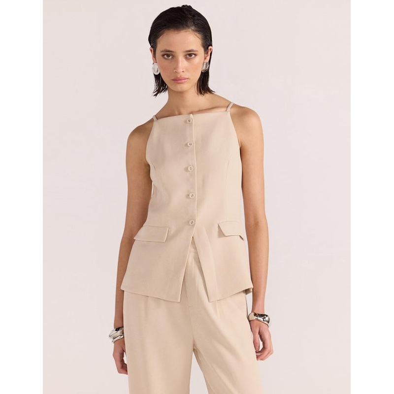 Hayden Beige Longline Vest Top