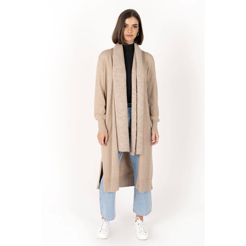 Juliette Birch Natural Longline Knit Cardi