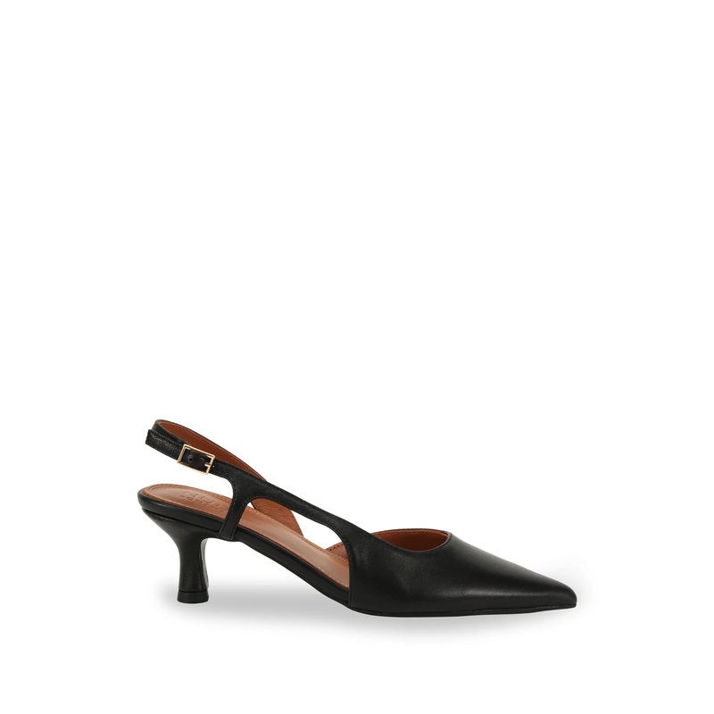 Kaylee Black Leather Pointed Low Heel