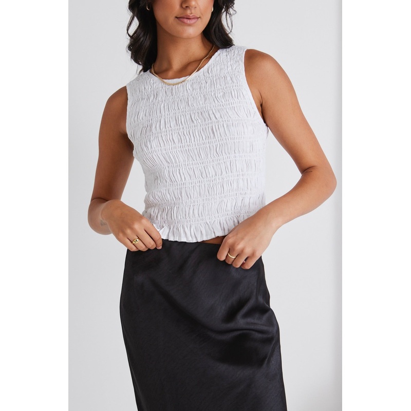 Lonely Ivory Linen Sleeveless Shell Top