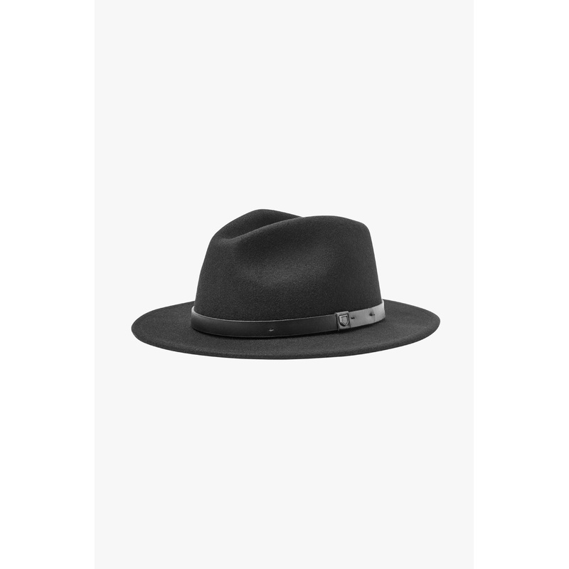 Messer Black Short Brim Black Band Packable Felt Fedora Hat
