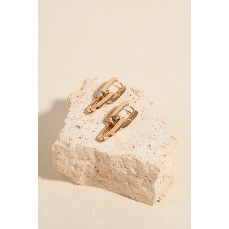 Oval Double EOL Link Gold Hoop Earrings