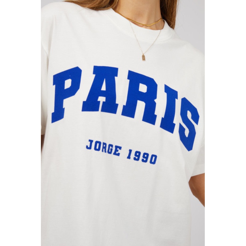 Paris Vintage White Blue Printed Tee