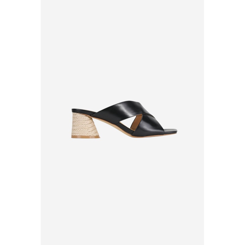 Petora Black Cross Leather Mule