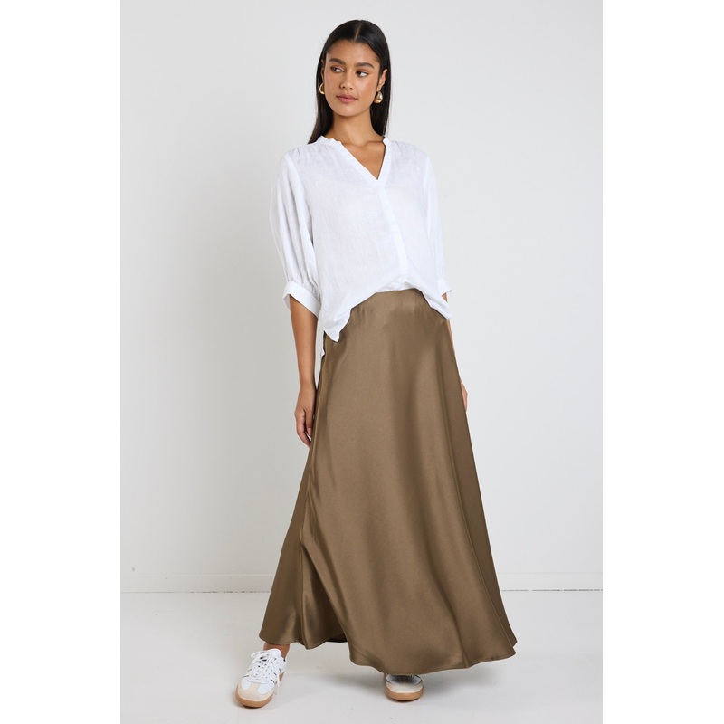 Preserve Bronze Floaty Satin Bias Maxi Skirt