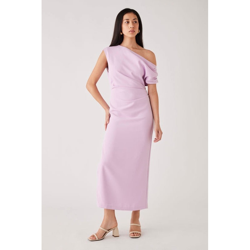 Regency Lilac Off Shoulder Midi Dress