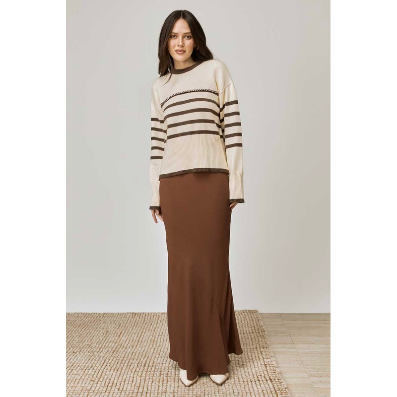 Rhythm Oatmeal Coffee Stripe Knit