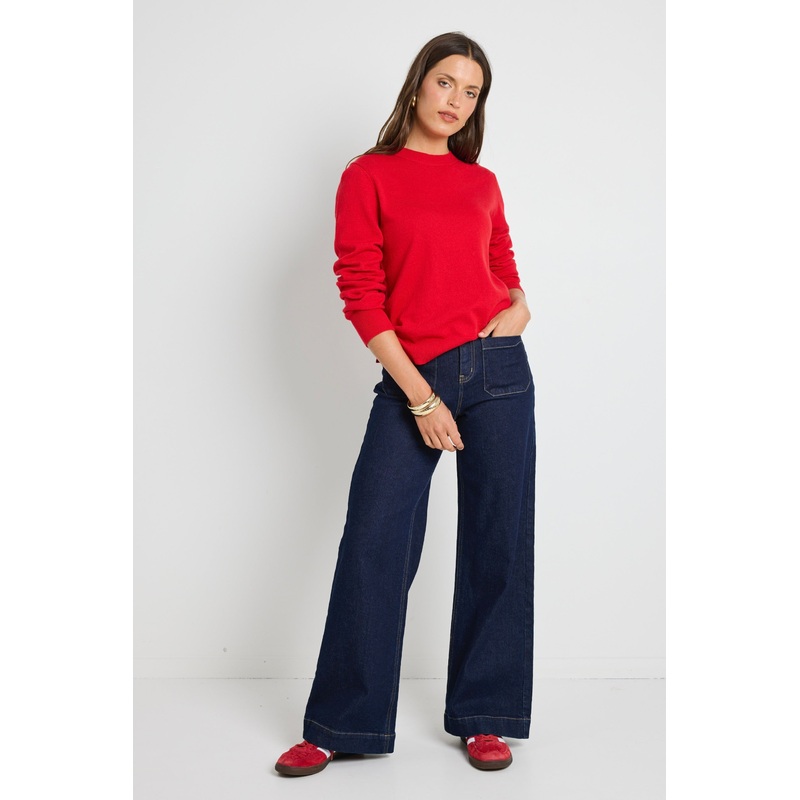 Staycation Red Fine Gauge Cashmere Blend Knit Jumper