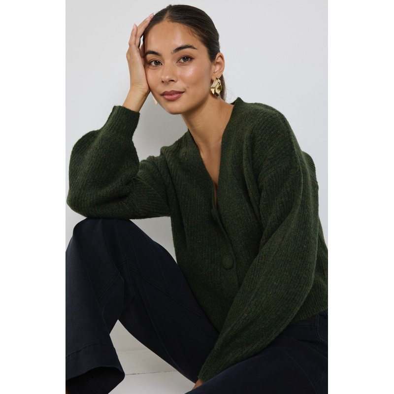 Wholesome Dark Khaki Chunky Knit Cardigan